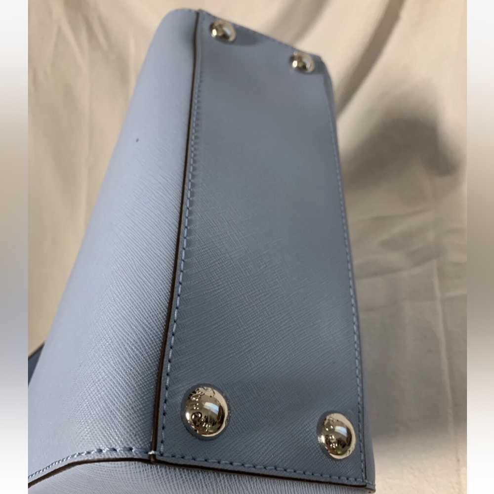 NWT Michael Kors Cynthia Small Saffiano Leather Satchel Bag $298 Sky Blue - Picture 7 of 8